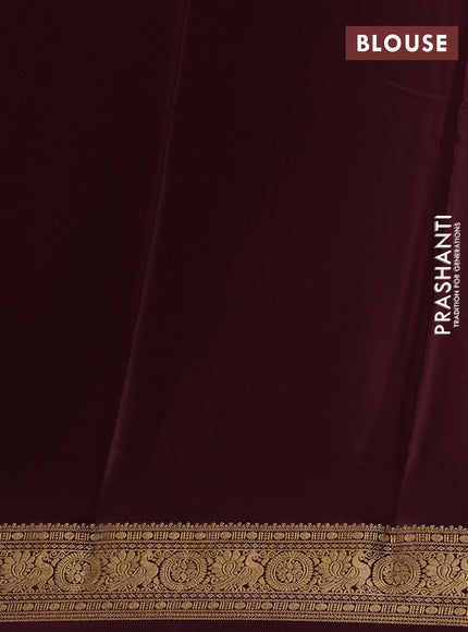 Rust& Coffee Brown Pure Mysore Silk Saree -Contarst Border