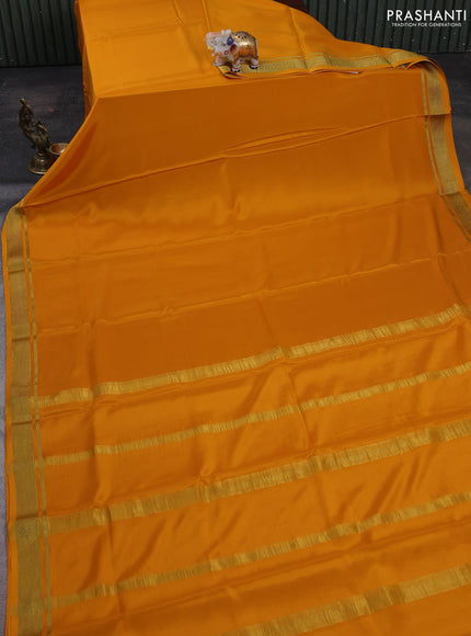 Yellow Pure Mysore Silk Saree