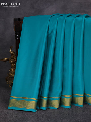 Teal Green Pure Mysore Silk Saree