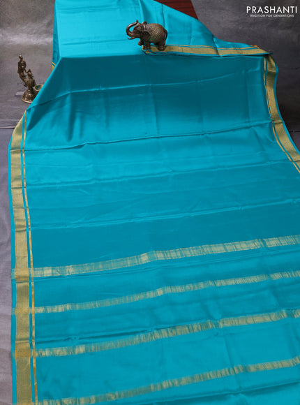Teal Green Pure Mysore Silk Saree