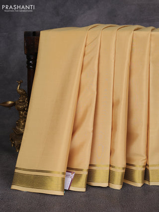 Pale Yellow Pure Mysore Silk Saree