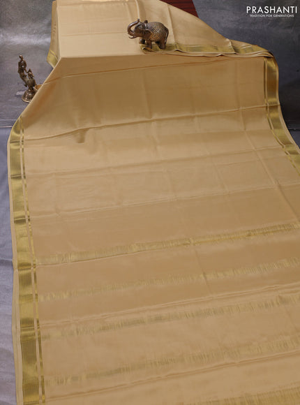 Pale Yellow Pure Mysore Silk Saree
