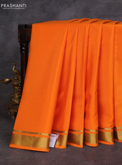 Orange Pure Mysore Silk Saree