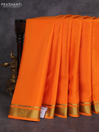 Orange Pure Mysore Silk Saree