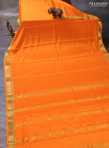 Orange Pure Mysore Silk Saree