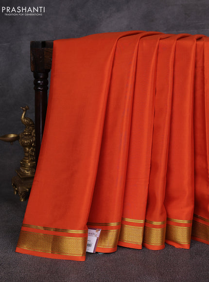 Orange Pure Mysore Silk Saree