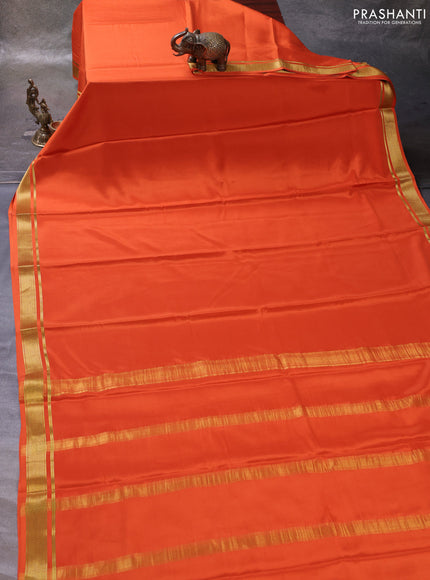 Orange Pure Mysore Silk Saree