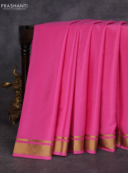 Pink Pure Mysore Silk Saree