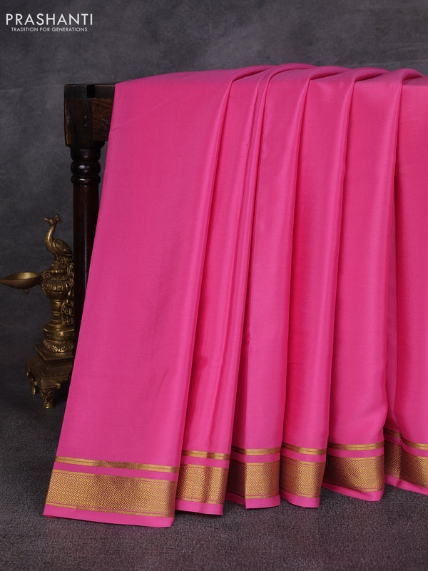 Pink Pure Mysore Silk Saree