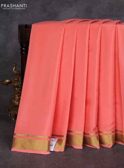 Peach  Pure Mysore Silk Saree