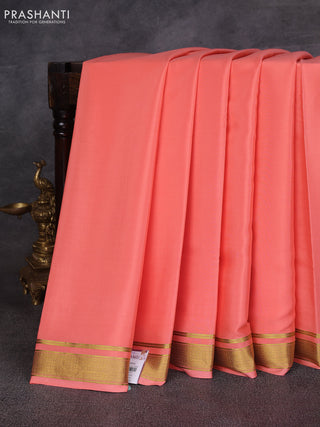 Peach  Pure Mysore Silk Saree