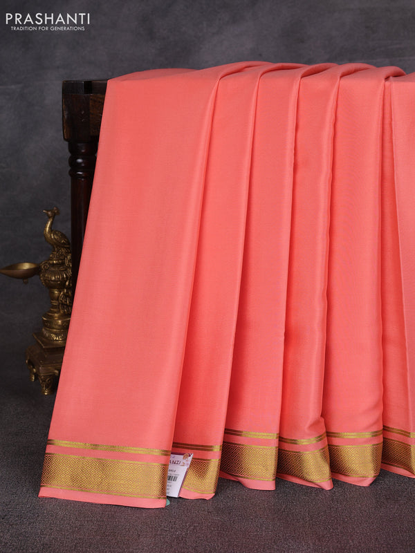Peach  Pure Mysore Silk Saree