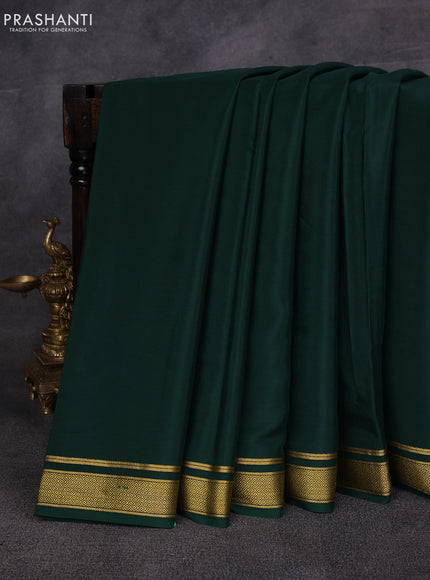 Bottle Green Pure Mysore Silk Saree