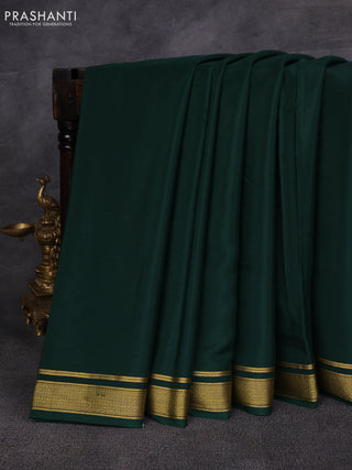 Bottle Green Pure Mysore Silk Saree