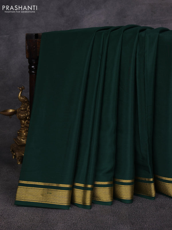 Bottle Green Pure Mysore Silk Saree