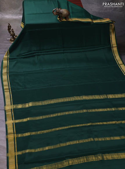 Bottle Green Pure Mysore Silk Saree