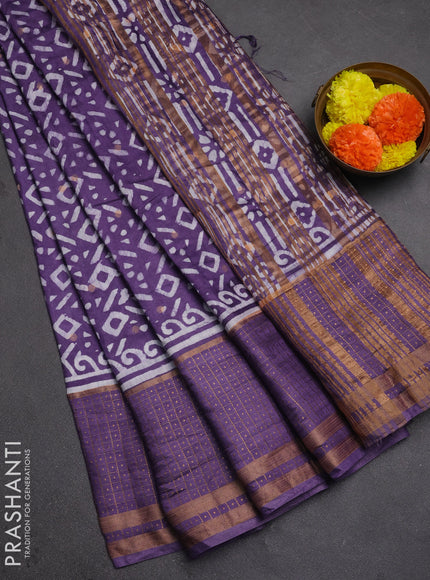 Violet Semi Chanderi Saree - Batik Prints