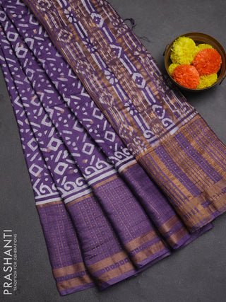 Violet Semi Chanderi Saree - Batik Prints
