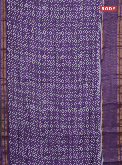 Violet Semi Chanderi Saree - Batik Prints