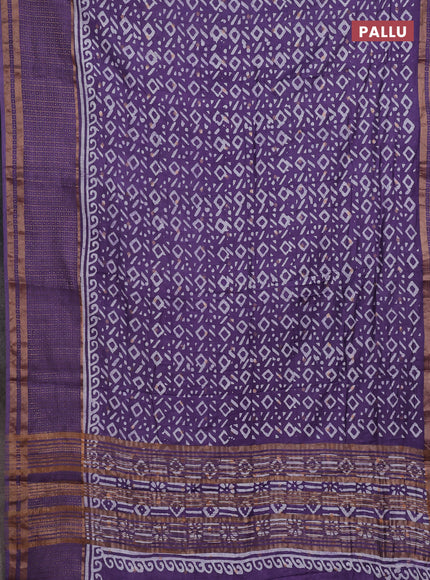 Violet Semi Chanderi Saree - Batik Prints
