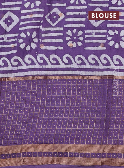 Violet Semi Chanderi Saree - Batik Prints