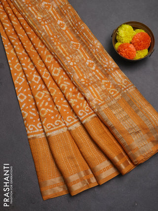 Mango Yellow Semi Chanderi Saree - Batik Prints