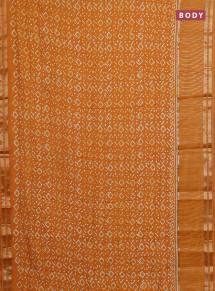 Mango Yellow Semi Chanderi Saree - Batik Prints