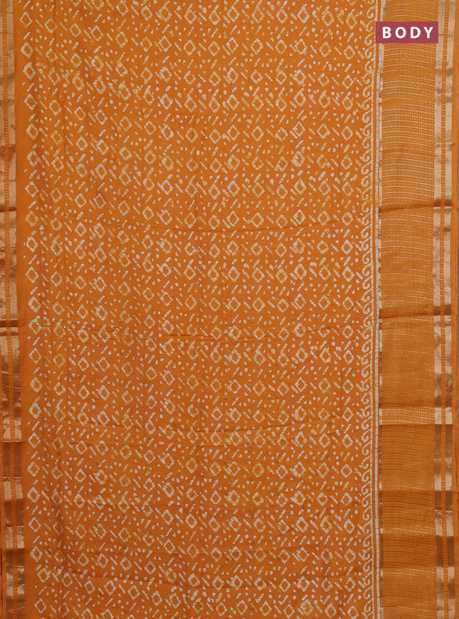 Mango Yellow Semi Chanderi Saree - Batik Prints