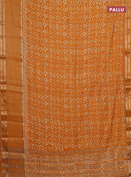 Mango Yellow Semi Chanderi Saree - Batik Prints