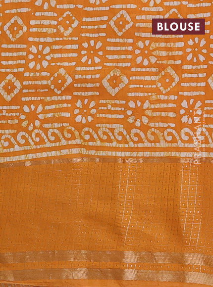 Mango Yellow Semi Chanderi Saree - Batik Prints