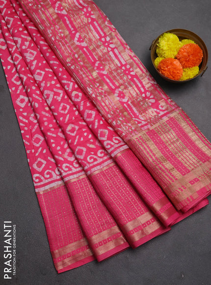 Pink Semi Chanderi Saree - Batik Prints
