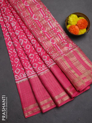 Pink Semi Chanderi Saree - Batik Prints