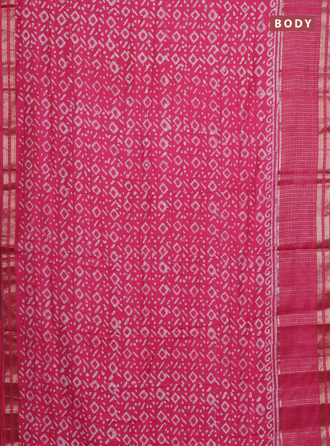 Pink Semi Chanderi Saree - Batik Prints