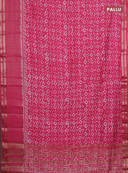 Pink Semi Chanderi Saree - Batik Prints