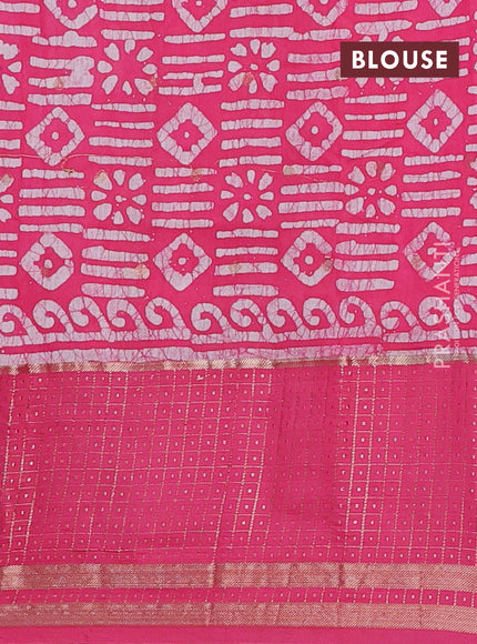 Pink Semi Chanderi Saree - Batik Prints
