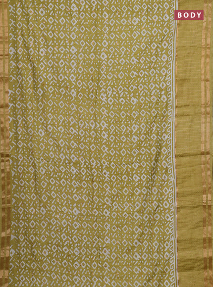 Pista Green Semi Chanderi Saree - Batik Prints
