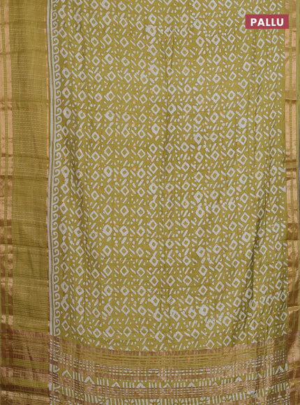 Pista Green Semi Chanderi Saree - Batik Prints