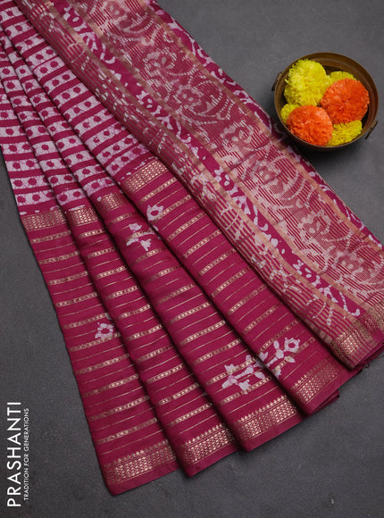 Magenta Pink Semi Chanderi Saree - Batik Prints