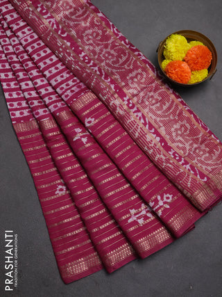 Magenta Pink Semi Chanderi Saree - Batik Prints