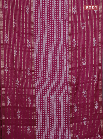 Magenta Pink Semi Chanderi Saree - Batik Prints