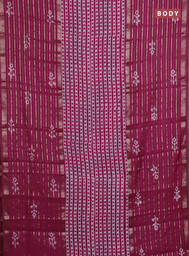 Magenta Pink Semi Chanderi Saree - Batik Prints