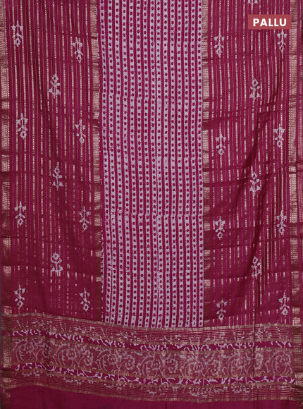 Magenta Pink Semi Chanderi Saree - Batik Prints