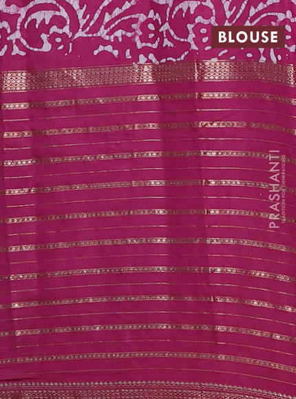 Magenta Pink Semi Chanderi Saree - Batik Prints