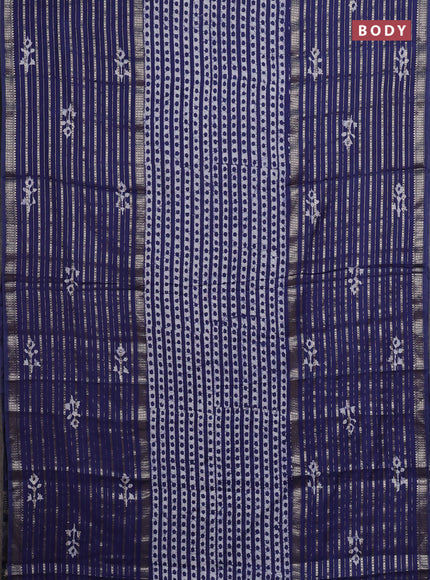 Blue Semi Chanderi Saree - Batik Prints