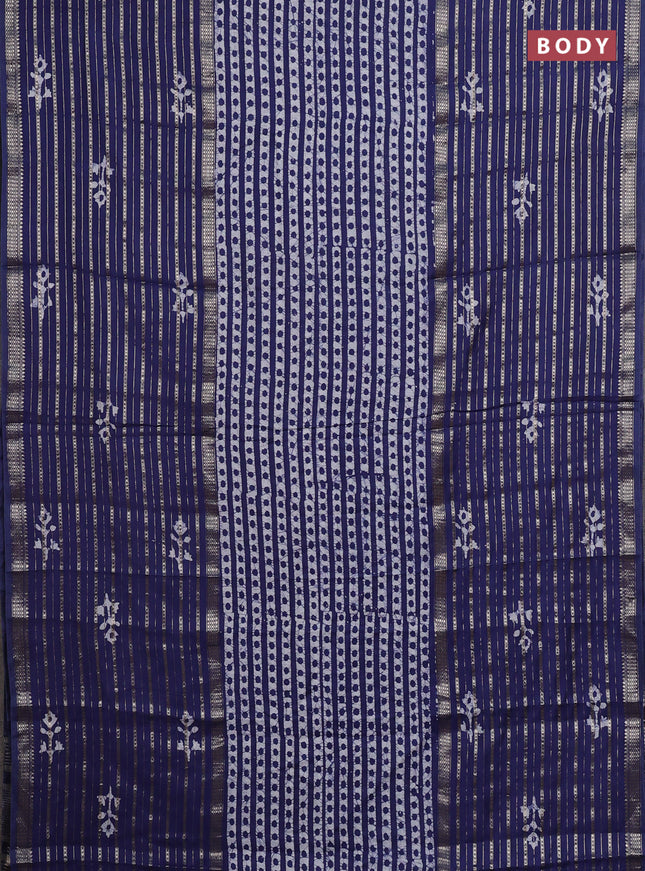 Blue Semi Chanderi Saree - Batik Prints