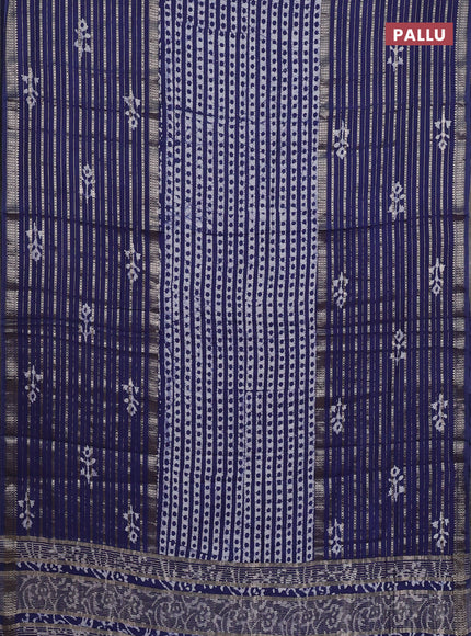 Blue Semi Chanderi Saree - Batik Prints