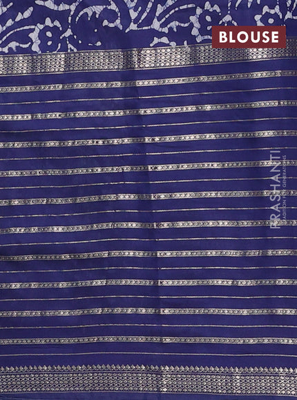 Blue Semi Chanderi Saree - Batik Prints