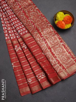 Rust  Semi Chanderi Saree - Batik Prints