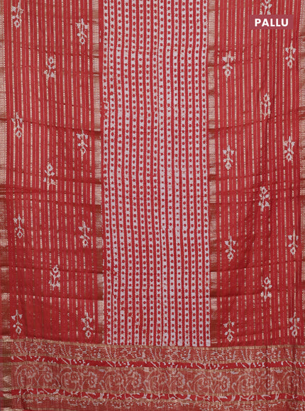 Rust  Semi Chanderi Saree - Batik Prints