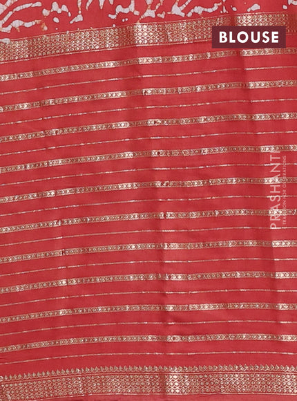 Rust  Semi Chanderi Saree - Batik Prints